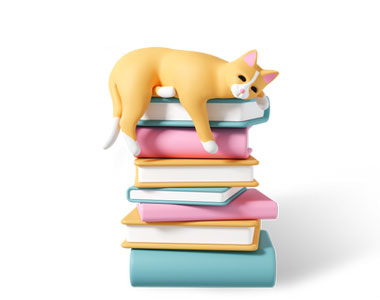 书本上睡觉的猫